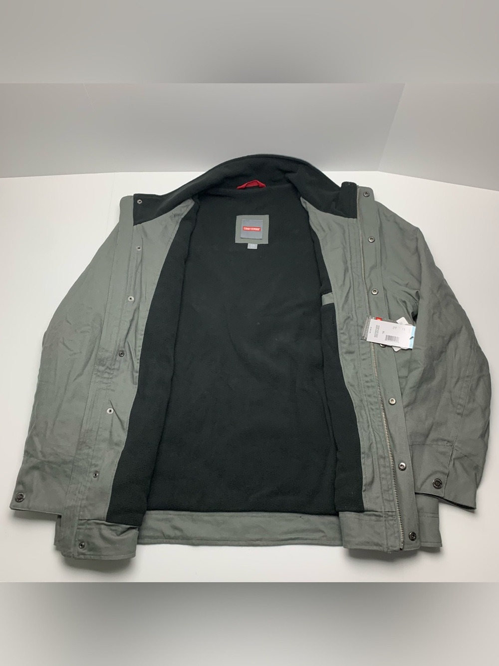 Craftsman Canvas Work Jacket Gray Heavy Duty Fleece Lined Coat Mens Size XL - Picture 3 of 11